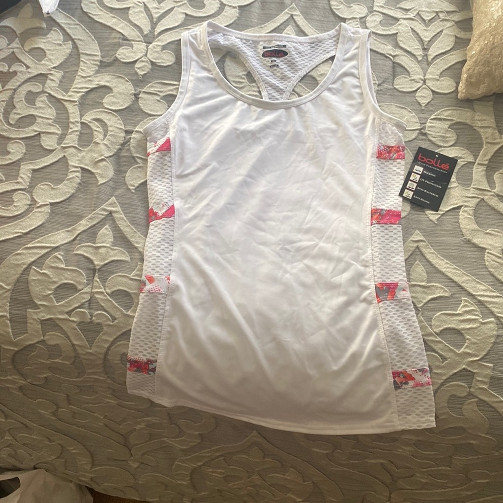 White bolle tank top with tie dye detailing